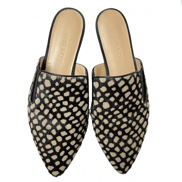 JENNY KAYNE shearling black tan giraffe mule Made in Italy size 35 Brand new - Picture 4 of 15